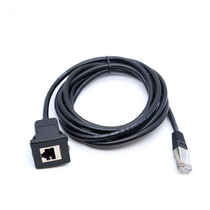 Cuadrado Snap-on Head RJ45 Cable de extensión impermeable con panel de montaje de descarga para automóviles Camión Camión Barco Computadora de motocicleta 1