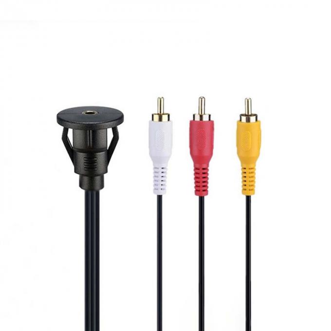 Cable de extensión impermeable DC 3.5 a 3RCA personalizado con panel de montaje de descarga para automóviles, camiones, barcos y computadoras de motocicletas 2