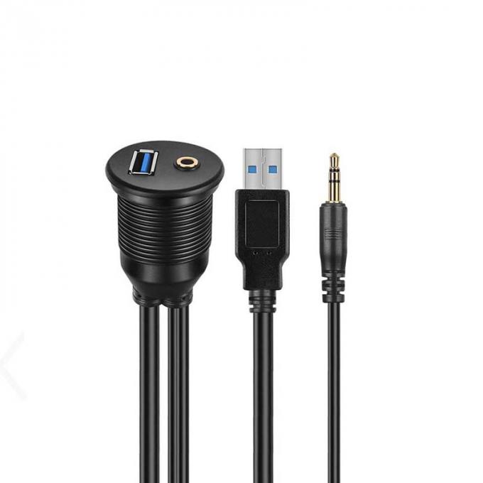 USB 3.0 AUX DC 3.5 Cables de extensión a prueba de agua de hombre a mujer con panel de montaje de descarga para automóviles, camiones, barcos y motocicletas 1