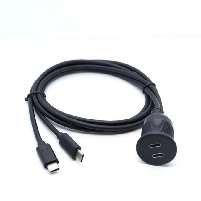 Personalizar doble tipo C macho a hembra cable de extensión a prueba de agua con panel de montaje de chorro para automóvil camión barco computadora de motocicleta 0