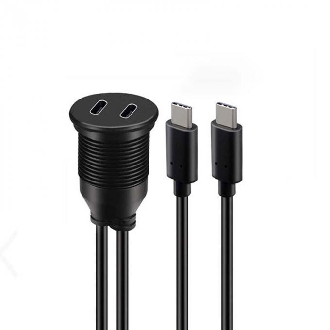 Personalizar doble tipo C macho a hembra cable de extensión a prueba de agua con panel de montaje de chorro para automóvil camión barco computadora de motocicleta 2