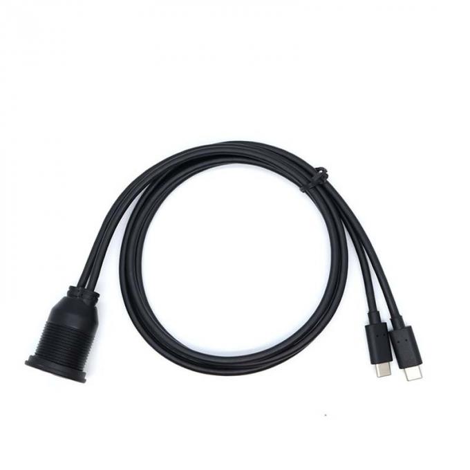 Personalizar doble tipo C macho a hembra cable de extensión a prueba de agua con panel de montaje de chorro para automóvil camión barco computadora de motocicleta 3
