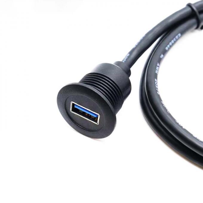 Cable de extensión a prueba de agua de cabeza corta USB 3.0 de hombre a mujer con panel de montaje de descarga para automóviles, camiones, barcos y computadoras de motocicletas 0
