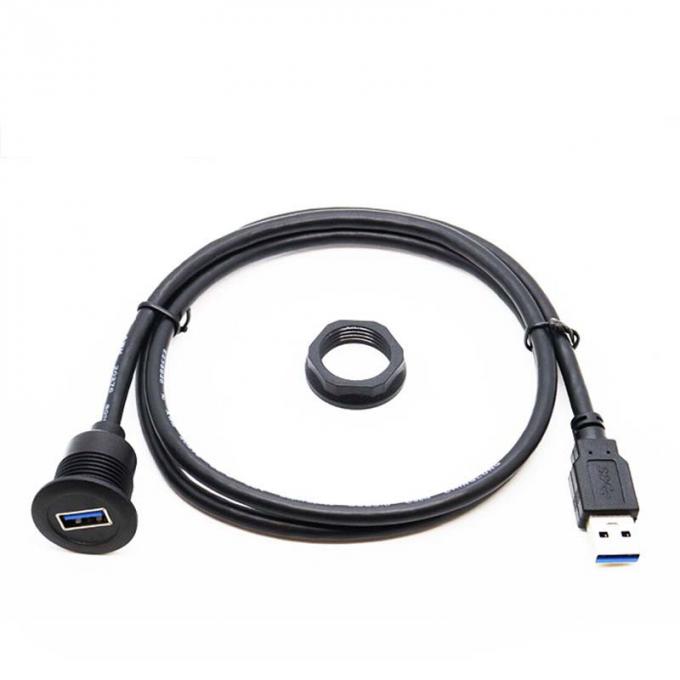 Cable de extensión a prueba de agua de cabeza corta USB 3.0 de hombre a mujer con panel de montaje de descarga para automóviles, camiones, barcos y computadoras de motocicletas 1
