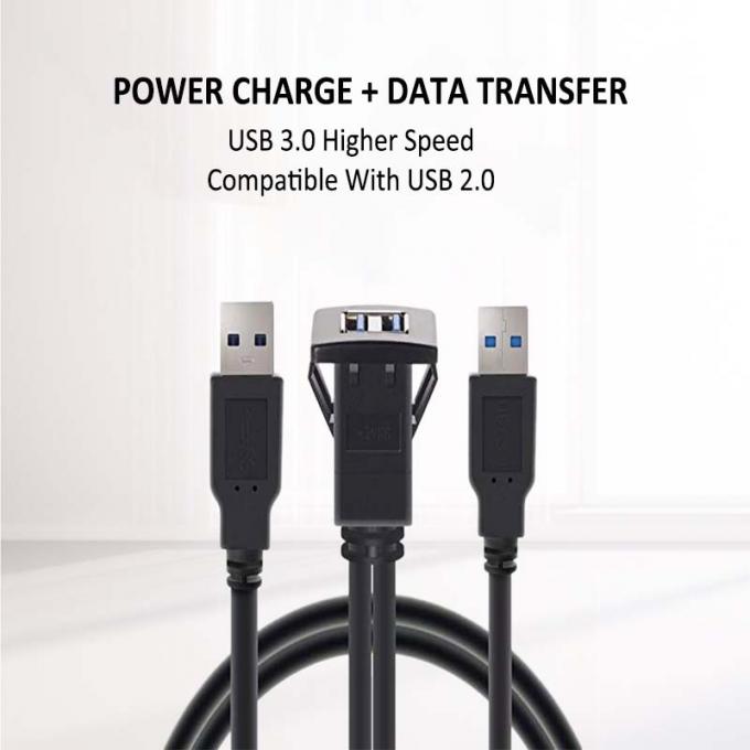 Cable de extensión impermeable de USB 3.0 2.0 para hombre a mujer con panel de montaje para automóviles, camiones, barcos y motocicletas 2