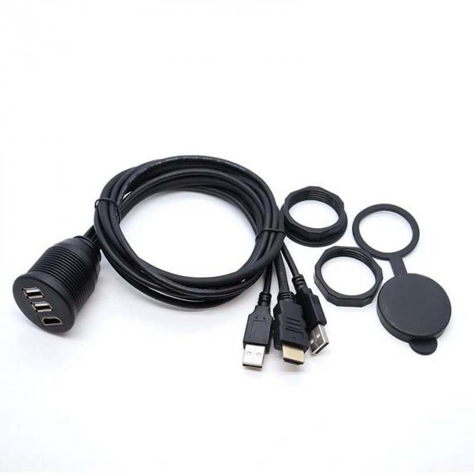 3 puertos USB 2.0 masculino a USB 2.0 femenino cable de extensión impermeable con panel de montaje de descarga para automóviles camiones barcos computadoras de motocicletas 3