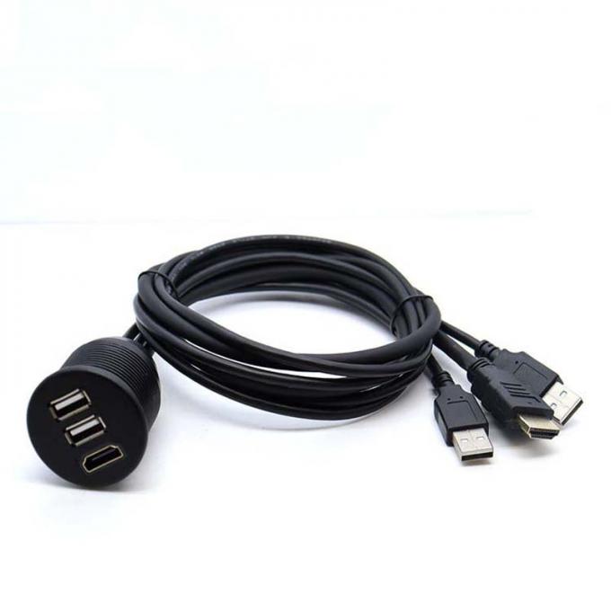 3 puertos USB 2.0 masculino a USB 2.0 femenino cable de extensión impermeable con panel de montaje de descarga para automóviles camiones barcos computadoras de motocicletas 2