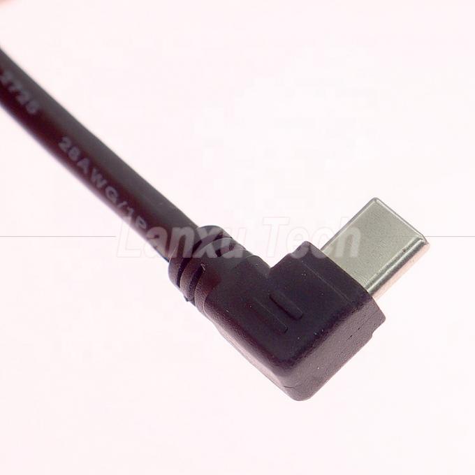 90 grados ángulo recto de carga rápida 2A USB 2.0 al tipo C Cable de extensión del cargador de datos 3