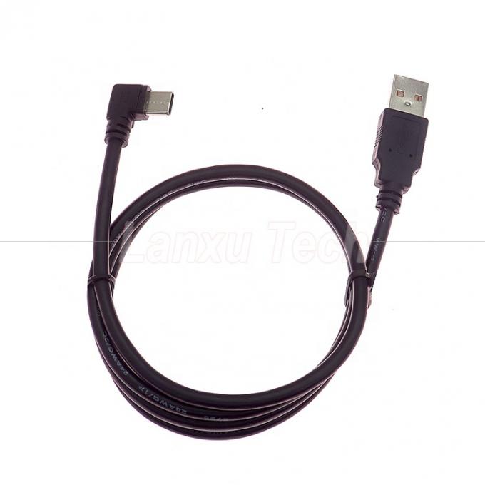 90 grados ángulo recto de carga rápida 2A USB 2.0 al tipo C Cable de extensión del cargador de datos 4