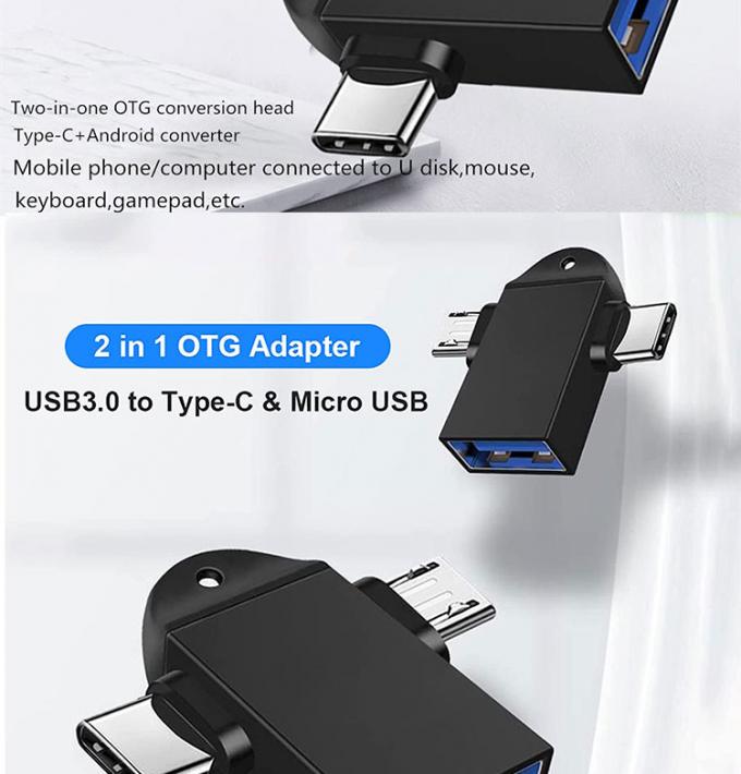 2 en 1 USB3.0 a Micro B Tipo C Convertidor de USB OTG Adaptador para teléfono Android U Disk Mouse 1