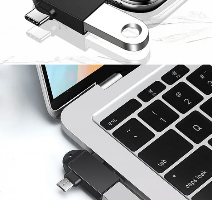 2 en 1 USB3.0 a Micro B Tipo C Convertidor de USB OTG Adaptador para teléfono Android U Disk Mouse 3
