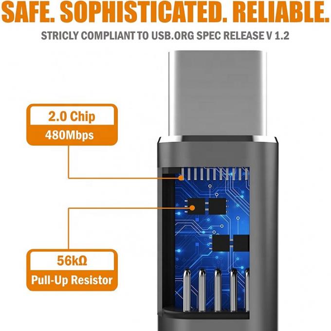 Adaptador de convertidor OTG de conexión y reproducción de metal Shell Micro USB Femenino a Tipo C Hombre 2
