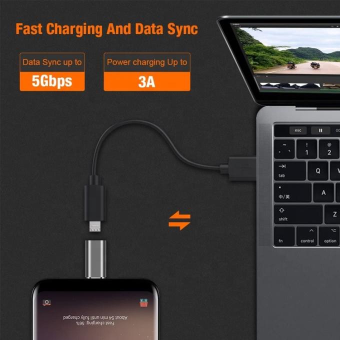 Adaptador de convertidor OTG de conexión y reproducción de metal Shell Micro USB Femenino a Tipo C Hombre 5