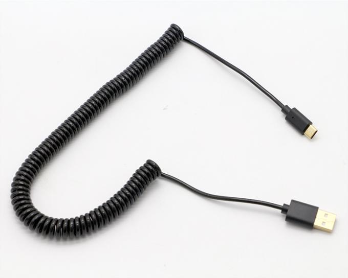 Conectores personalizados de oro 3M de carga rápida de resorte enrollados USB Tipo C Cable de carga de datos 0