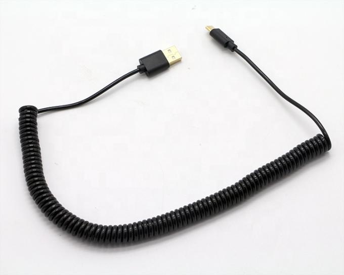 1M 2M 3M de carga rápida de resorte en espiral en espiral cable USB tipo C 4