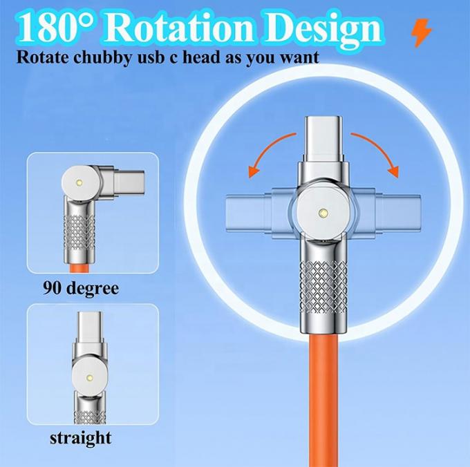 180 grados de rotación de carga rápida 120w 6A Silicona Micro USB Tipo C Cable para teléfono móvil Android 1