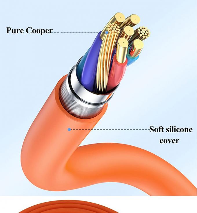 180 grados de rotación de carga rápida 120w 6A Silicona Micro USB Tipo C Cable para teléfono móvil Android 4