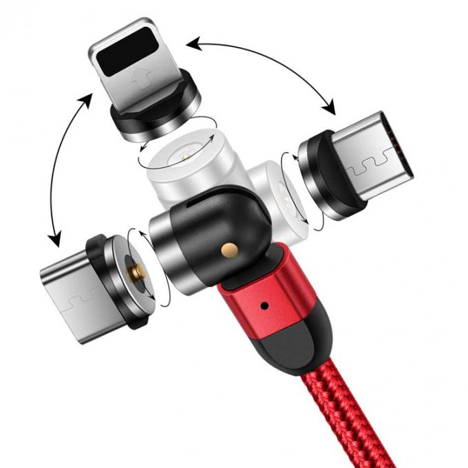 Cargador rápido Accesorios para teléfonos 540 grados Rotación 3 en 1 Micro Tipo C Cable de carga de datos USB magnético 2