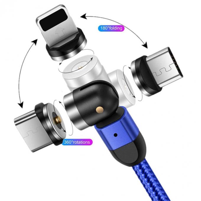 Cargador rápido Accesorios para teléfonos 540 grados Rotación 3 en 1 Micro Tipo C Cable de carga de datos USB magnético 1