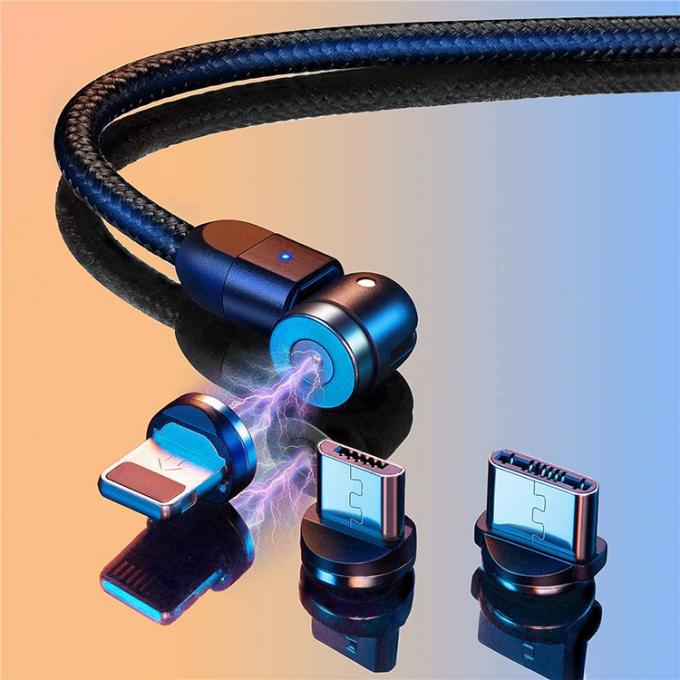 Cargador rápido Accesorios para teléfonos 540 grados Rotación 3 en 1 Micro Tipo C Cable de carga de datos USB magnético 5