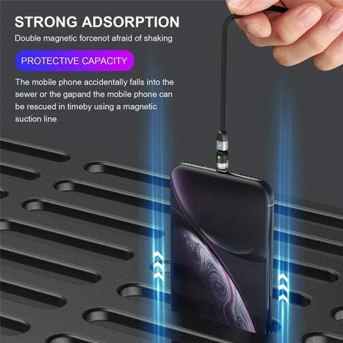 Cargador rápido Accesorios para teléfonos 540 grados Rotación 3 en 1 Micro Tipo C Cable de carga de datos USB magnético 7