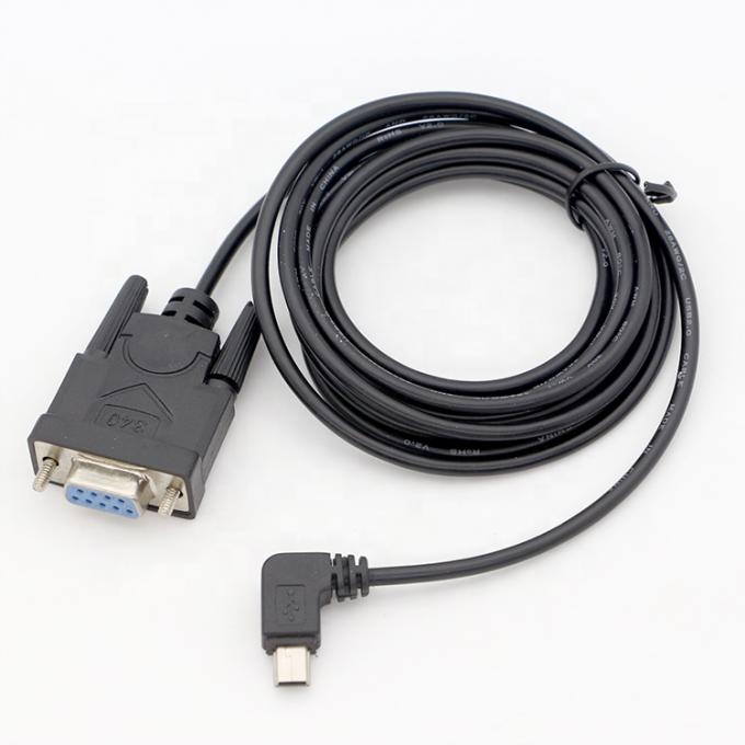 CUSTOM 90 grados ángulo derecho Mini B USB a la mujer DB9 RS232 Cable serie 0