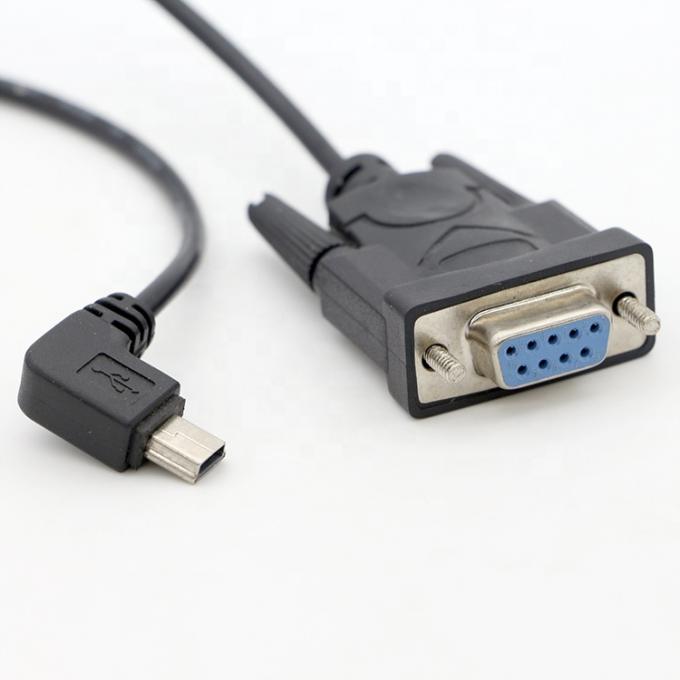 CUSTOM 90 grados ángulo derecho Mini B USB a la mujer DB9 RS232 Cable serie 1