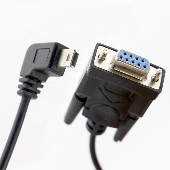 CUSTOM 90 grados ángulo derecho Mini B USB a la mujer DB9 RS232 Cable serie 4