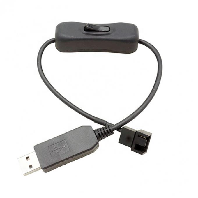 12V Step UP Boost USB a 3 pin 4 pin PWM PC ventilador encendido OFF Cable del adaptador de alimentación del interruptor 4