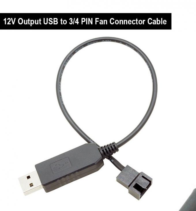 USB de 5V a 12V Voltage Step Up 3 pin y 4 pin Cable de adaptador de alimentación de ventilador de PC 0