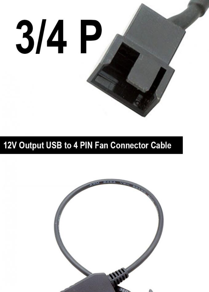 USB de 5V a 12V Voltage Step Up 3 pin y 4 pin Cable de adaptador de alimentación de ventilador de PC 1
