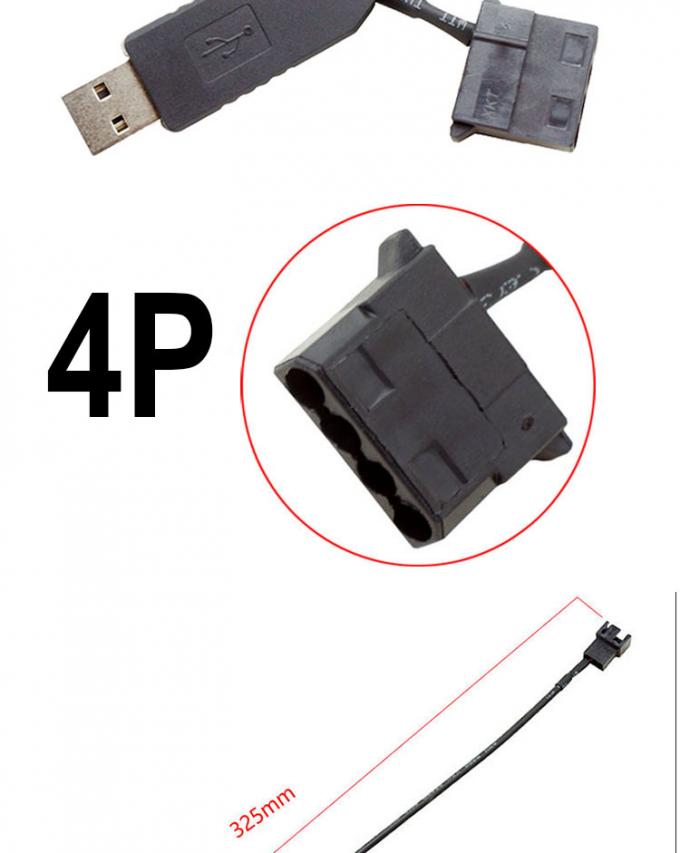 USB de 5V a 12V Voltage Step Up 3 pin y 4 pin Cable de adaptador de alimentación de ventilador de PC 2