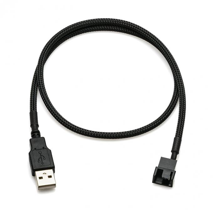 USB trenzado a 3 pin 4 pin Molex Femenino PWM 5V Adaptador de alimentación del ventilador Conector de cable para el enfriador de computadora 0