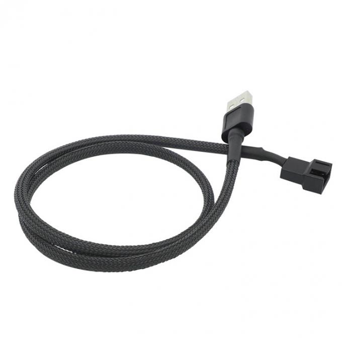 USB trenzado a 3 pin 4 pin Molex Femenino PWM 5V Adaptador de alimentación del ventilador Conector de cable para el enfriador de computadora 3