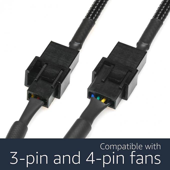 USB trenzado a 3 pin 4 pin Molex Femenino PWM 5V Adaptador de alimentación del ventilador Conector de cable para el enfriador de computadora 1
