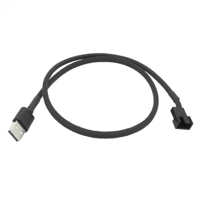 USB trenzado a 3 pin 4 pin Molex Femenino PWM 5V Adaptador de alimentación del ventilador Conector de cable para el enfriador de computadora 4