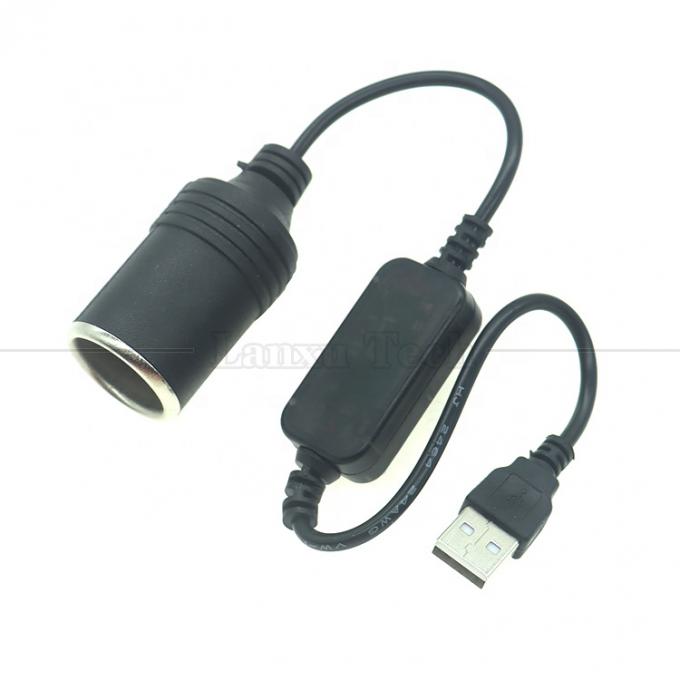 Alta calidad 12W 5V USB a 12V Convertidor cigarrillo enchufe encendedor adaptador de cable de toma con módulo de voltaje LED 1