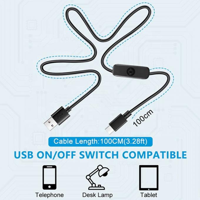 1m 5V 3A USB Tipo C Cable de carga con interruptor encendido para Raspberry Pi 5