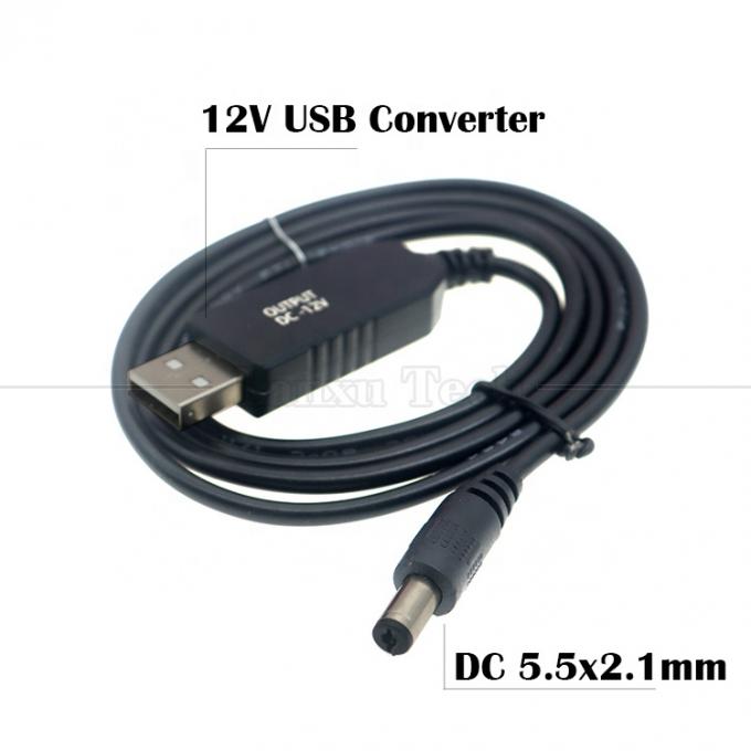 Múltiples funciones 5V USB a 12V 9V DC 5.5x2.1mm Boost Configurar el convertidor de energía Cable USB para Wifi Router Lámpara de altavoz 5