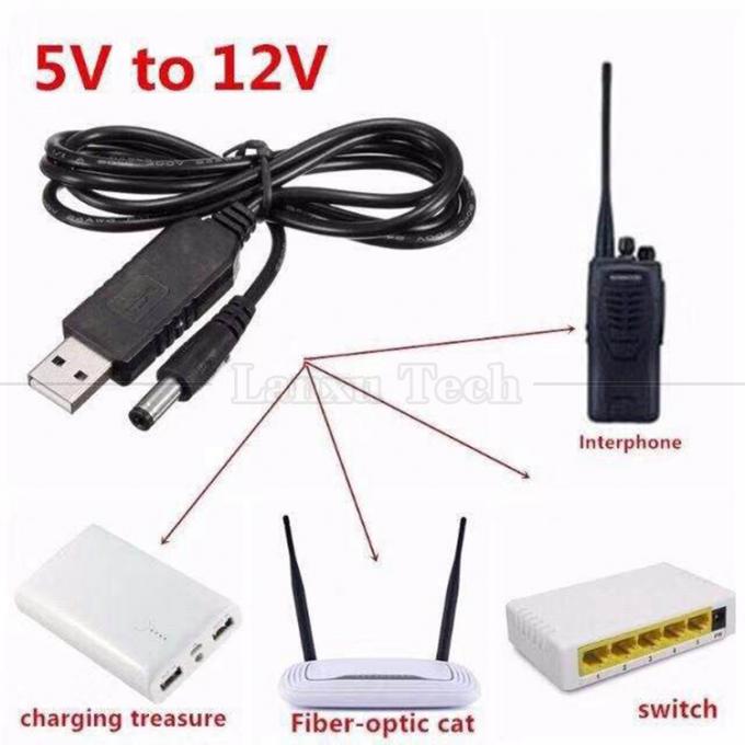 Cargador de 1m de alta calidad 5.5x2.1 mm DC 5V a 12V Wifi Router Cable de alimentación USB 3