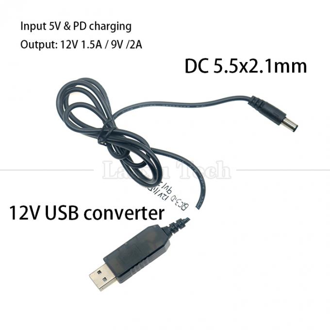 QC3.0 QC2.0 QC Carga de gran salida 12V 1.5A 9V 2A 5V a 12V Cable de cargador USB para la banda LED del enrutador 3