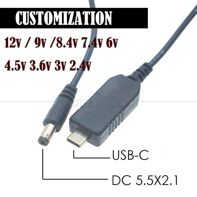 Tipo de USB C a CC 5.5x2.1mm 8.4v 7.4v 6v 4.5v 3.6v 3v 2.4v 9v 12v Cable de salida para el circuito de banda de luz LED del router Wifi 2
