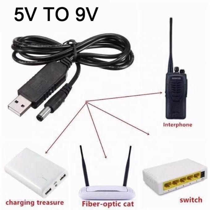 Refuerzo de alta calidad de 5V USB a 9V DC 5.5x2.1mm Convertidor Step Up Cable de cargador de energía para Wifi Router Modem 1