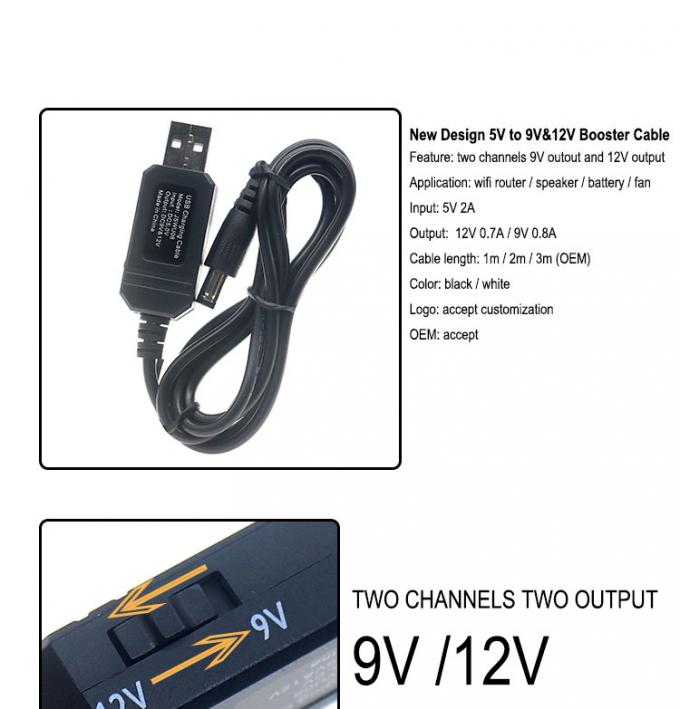 Cable de refuerzo de cable de corriente continua de alta calidad de USB 5v a 9v 12v para router 1