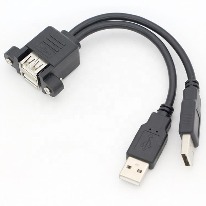 Bloqueo por tornillo 0.5M 1M Cables de extensión de panel USB 2.0 de doble montaje de hombre a mujer 1
