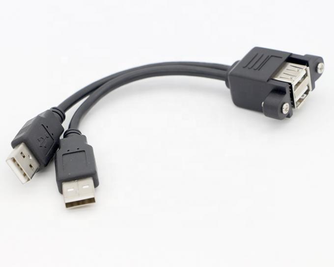 Bloqueo por tornillo 0.5M 1M Cables de extensión de panel USB 2.0 de doble montaje de hombre a mujer 2