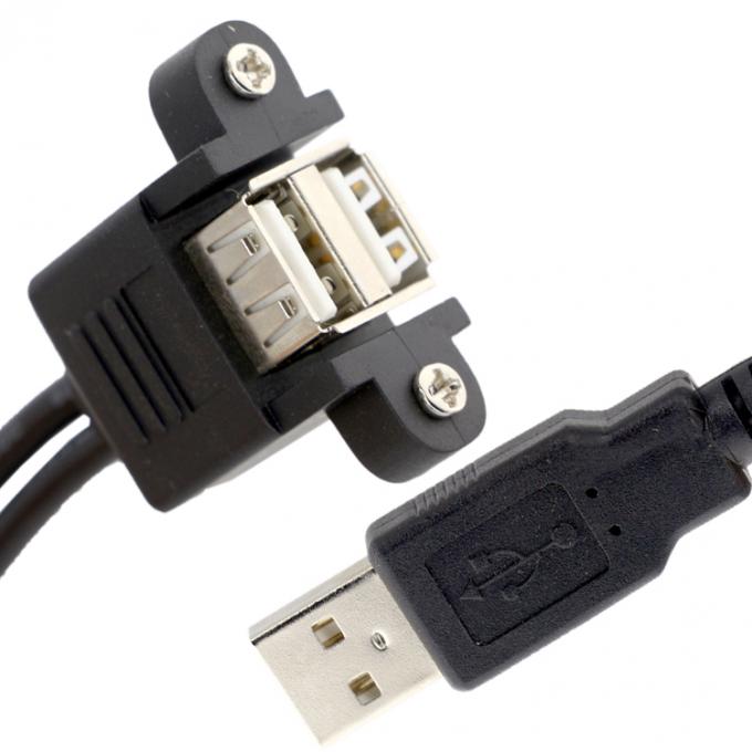 Bloqueo por tornillo 0.5M 1M Cables de extensión de panel USB 2.0 de doble montaje de hombre a mujer 3