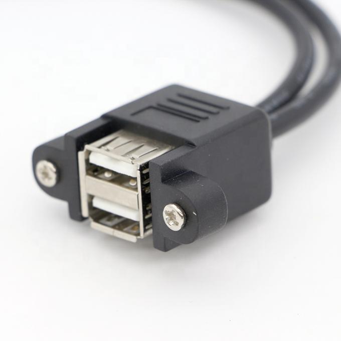 Bloqueo por tornillo 0.5M 1M Cables de extensión de panel USB 2.0 de doble montaje de hombre a mujer 4