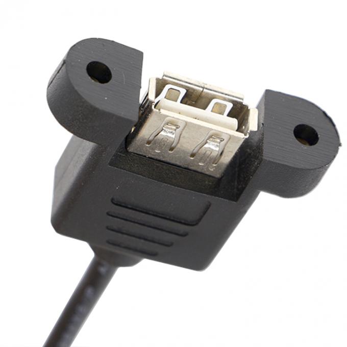 Bloqueo de tornillo con ángulo recto de 90 grados Tipo A de panel masculino a femenino Montaje de cable de extensión USB 3