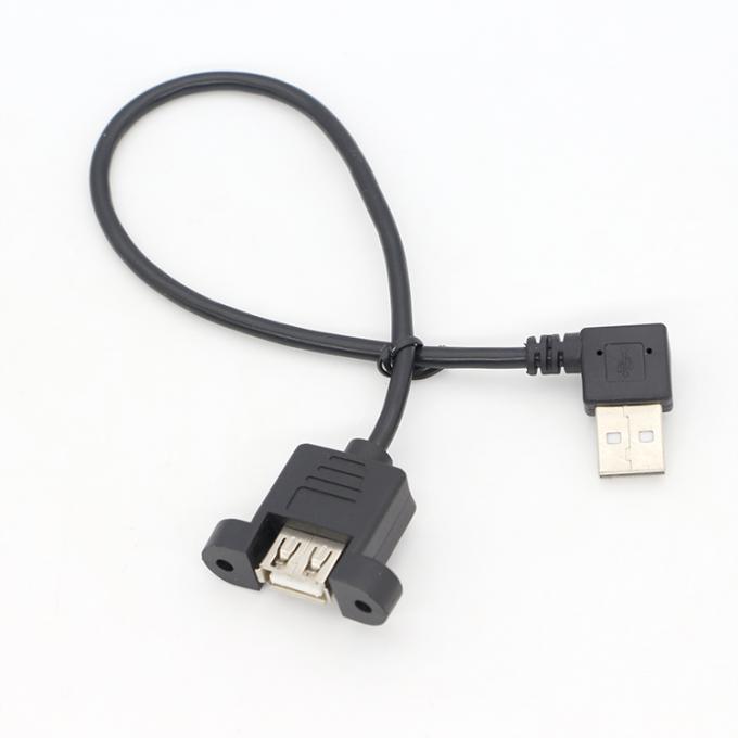 Bloqueo de tornillo con ángulo recto de 90 grados Tipo A de panel masculino a femenino Montaje de cable de extensión USB 6